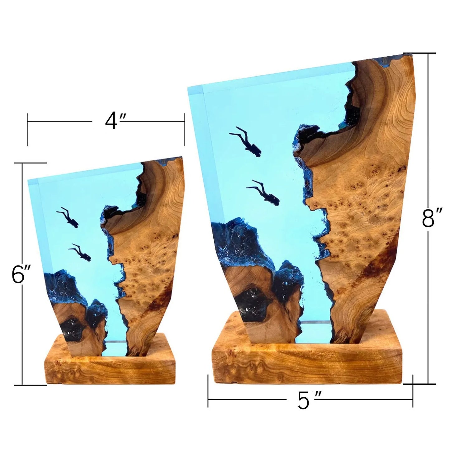 Seabed Exploration Organism Resin Table Light 2 Divers Resin Table Light Deep Sea Diver Night Lights Bedroom Custom Desk Decors